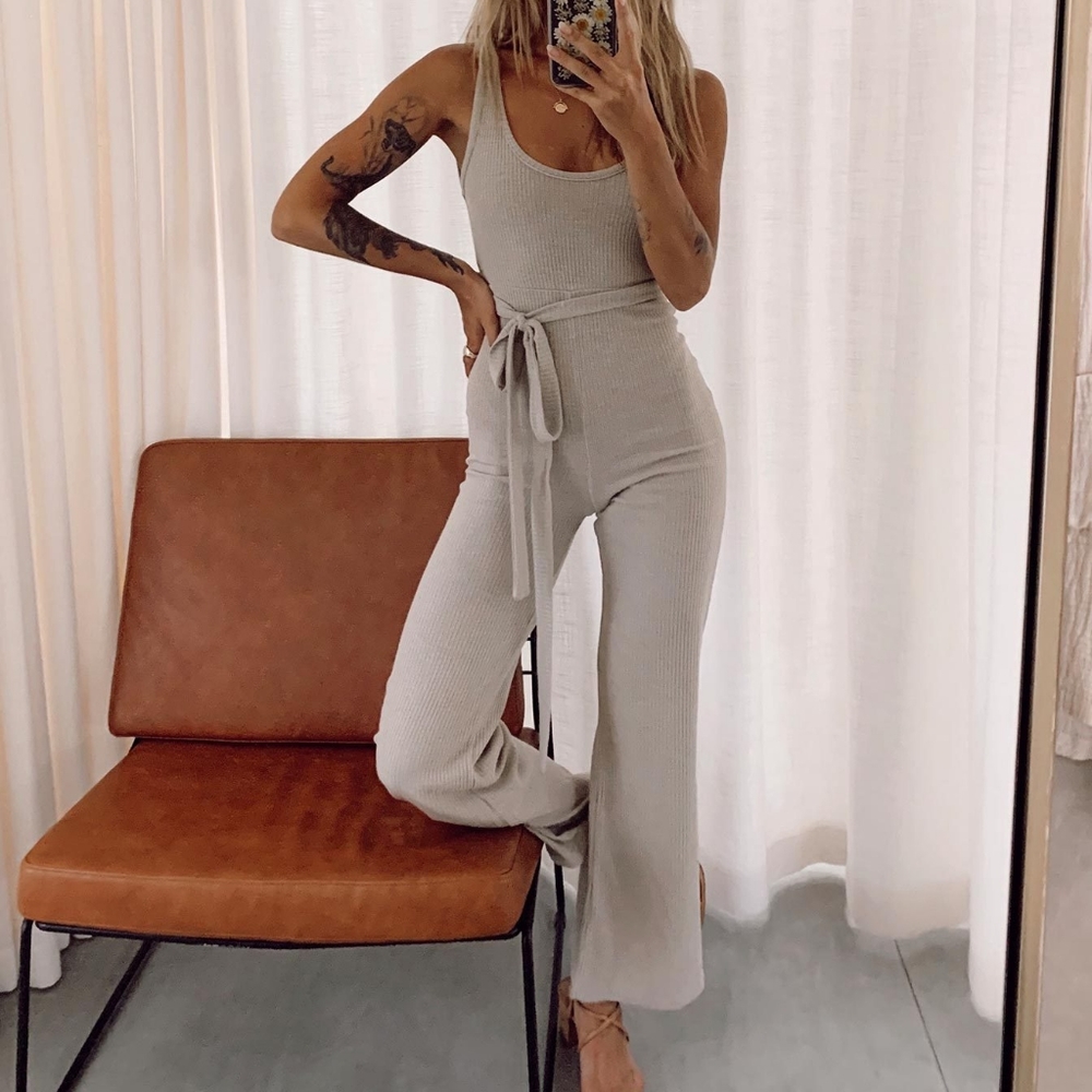 Princess Polly Beige Callie Cropped Flare Jumpsuit